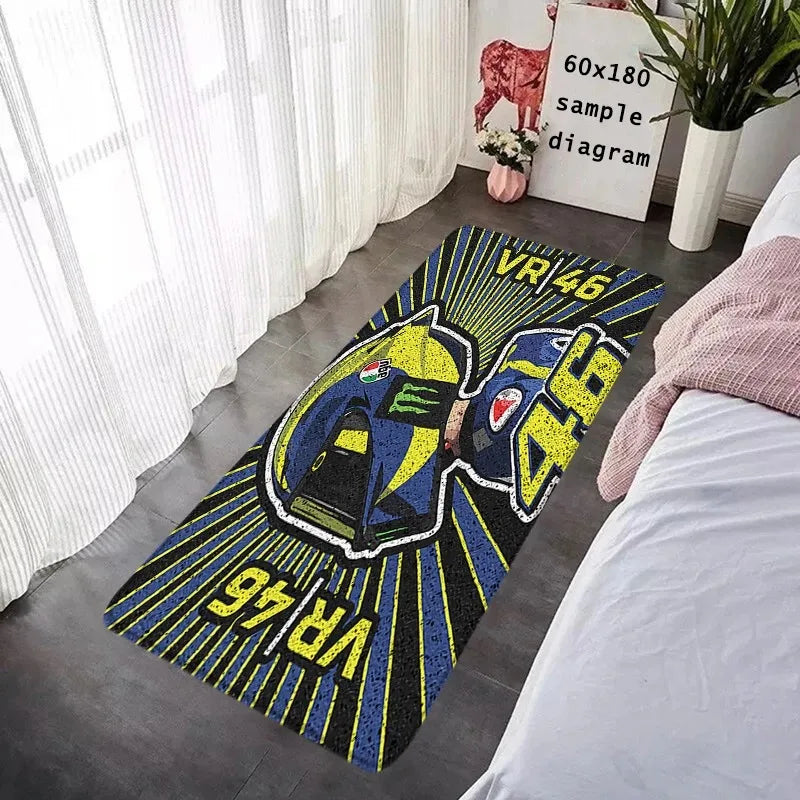 Valentino Rossi 46 The Doctor Runner Rug MotoGP Themed Non Slip Long Floor Mat for Bedroom Living Room