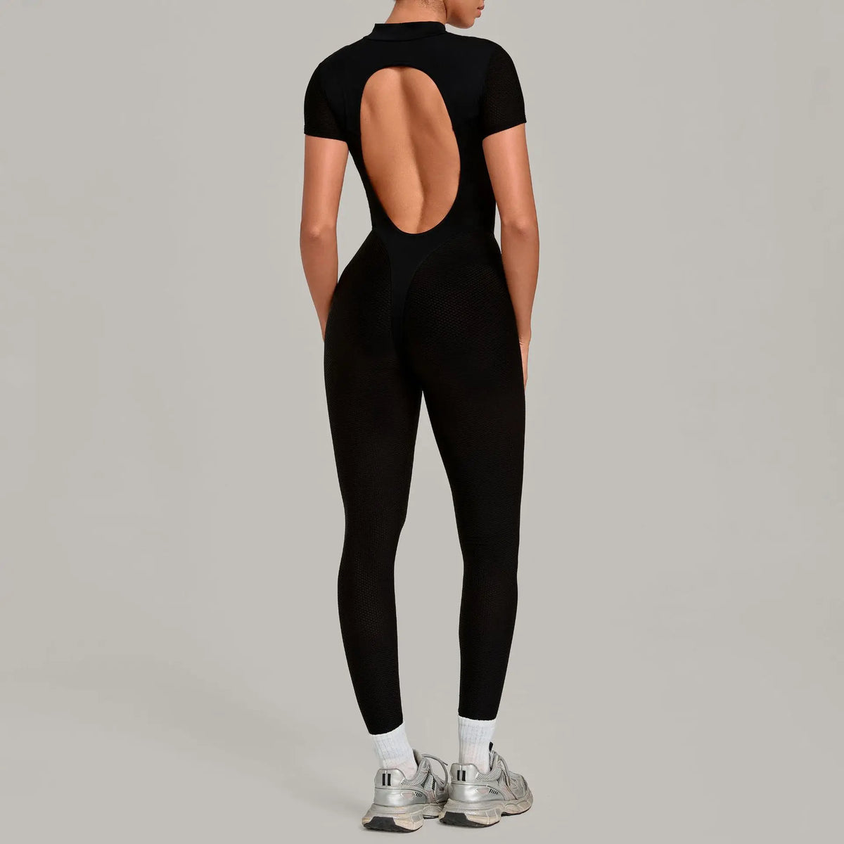 Sexy One-Piece Womens Tracksuit Long Sleeved Sports Rompers Running Yoga Jumpsuit High Stretch Push Up Fitness Workout Bodysuits