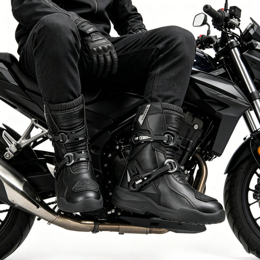 SCOYCO Motocross Boots Waterproof Motorcycle Boots Enduro Motorcyclist Shoes TPU Leather Anti-slip Motorbike High Top Boots