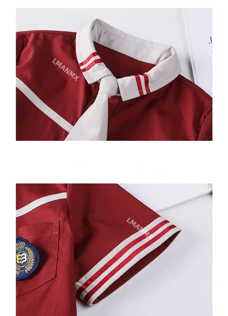 Kid Korean Japanese Striped School Uniform for Girls Boys Sailor Collar T Shirt Pleated Skirt Shorts Bow Clothes Student Outfit