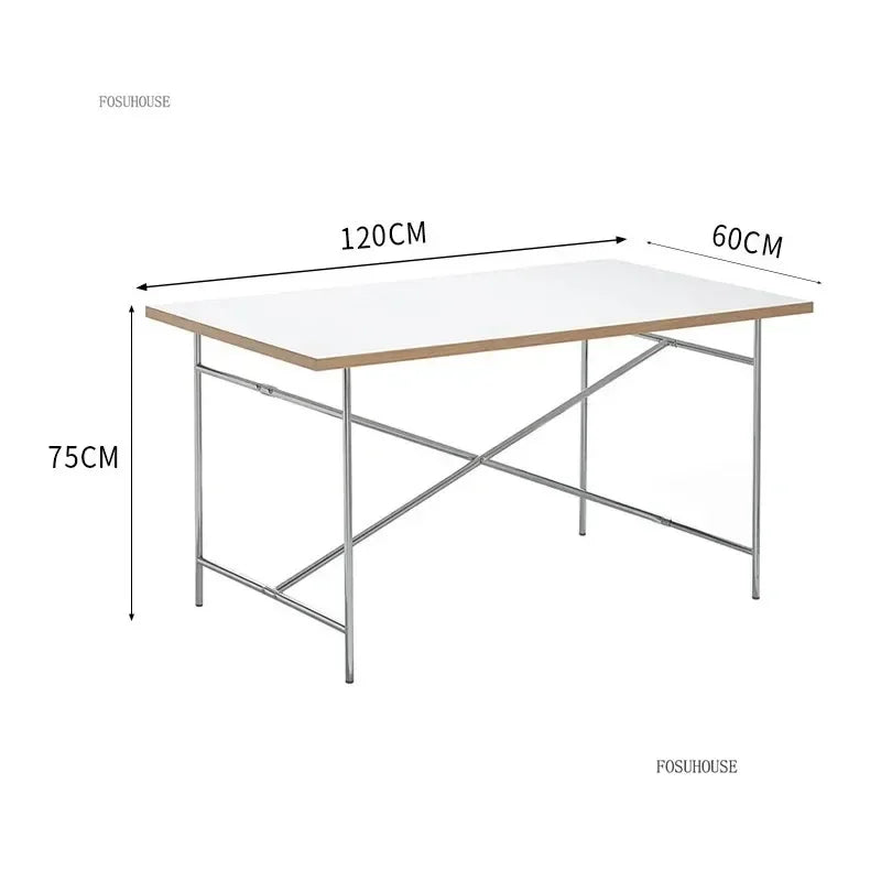 Office Furniture Stainless Steel Leg Rectangular Desks Solid Wood Office Computer Desk For Conference Room Writing Study Table g