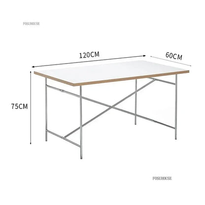 Office Furniture Stainless Steel Leg Rectangular Desks Solid Wood Office Computer Desk For Conference Room Writing Study Table g