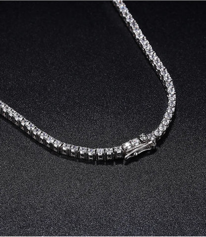 OEVAS 2.5mm Full Moissanite Tennis Necklace for Women Man 100% S925 Silver Neck Chain Necklaces Party Fine Jewelry Gift