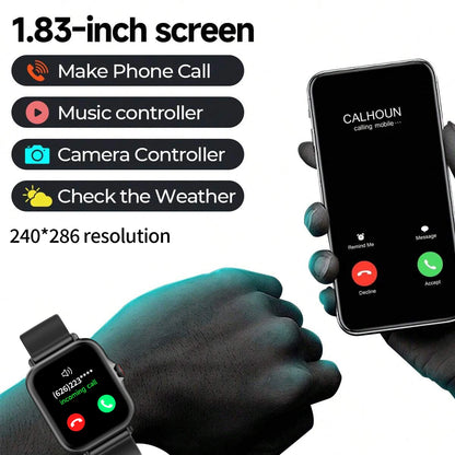 New Smart Watch 1.83'' Waterproof Message Answer Call Sports Pedometer Sleep Monitoring Information Alerts For IOS&Android