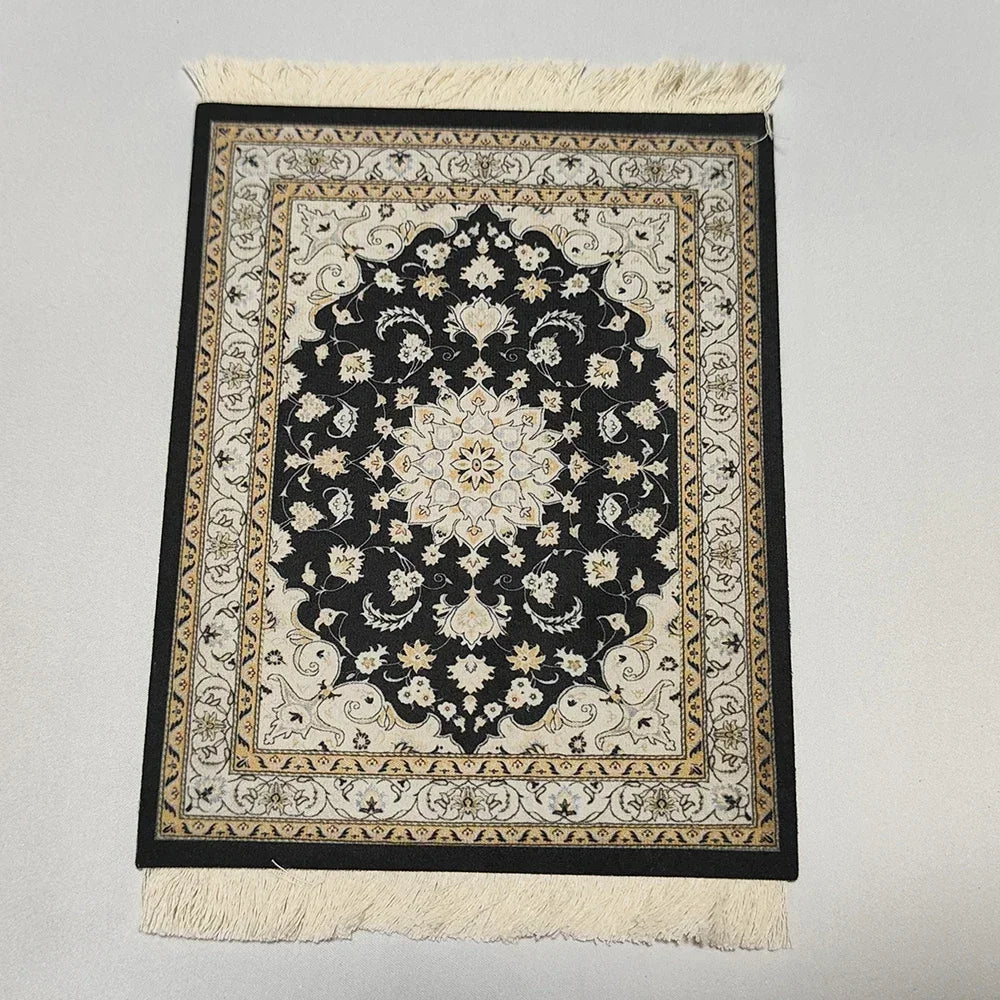 Woven flower Persian carpet small coaster wholesale merchants cheap mouse pad desk mat retro style rubber non-slip computer mats