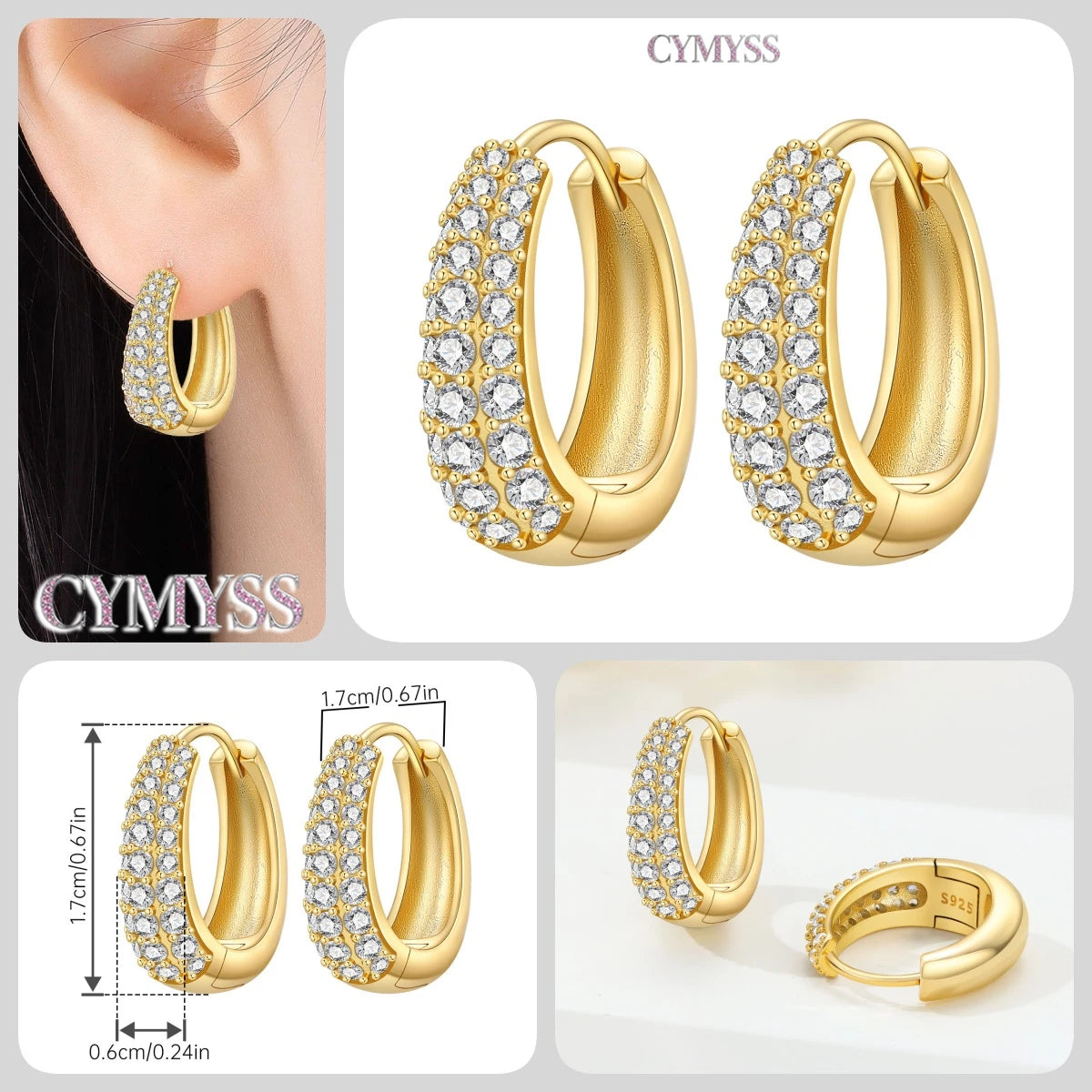 Original 925 Sterling Silver Heart Vintage Luxury Earrings Fashion 18K Gold Hoop Earrings for Women Piercing Jewelry Aretes 2026