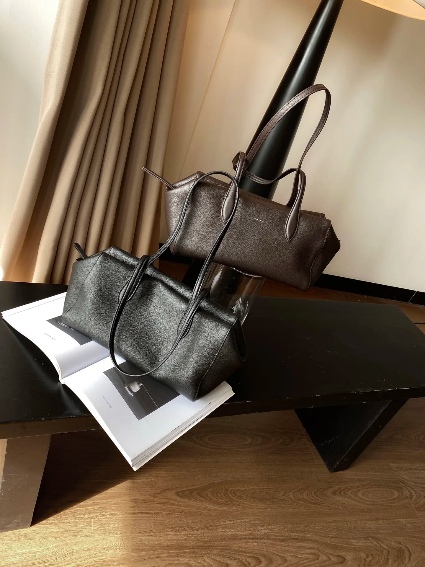 Genuine Grade Leather Women's Shoulder Bag Luxury Designer Brand Ladies Soft Cowhide Large Tote for Woman Ladies Bowling Bag New