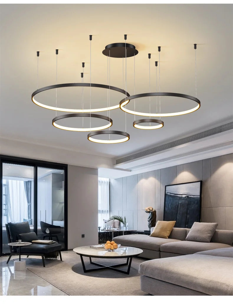 Living Room Ring Pendant Lights Acrylic Led Restaurant Chandelier Modern Minimalist Art Creative Personality Net Red Custom Lamp
