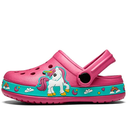 Children Shoes Baby Boys Slippers Cartoon Excavator Print Clogs Summer Breathable Soft Indoor Sports Boy Slippers
