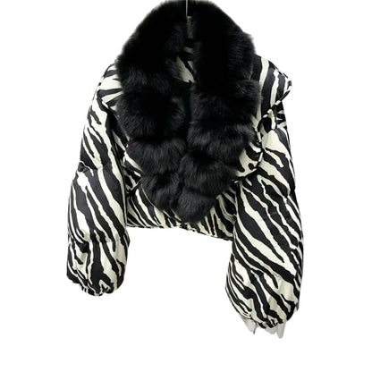 Bubble Sleeve Down Jacket Women's Fashion Loose Thick Jacket Winter New Fur Natural Fox Fur Collar Puffer Coat