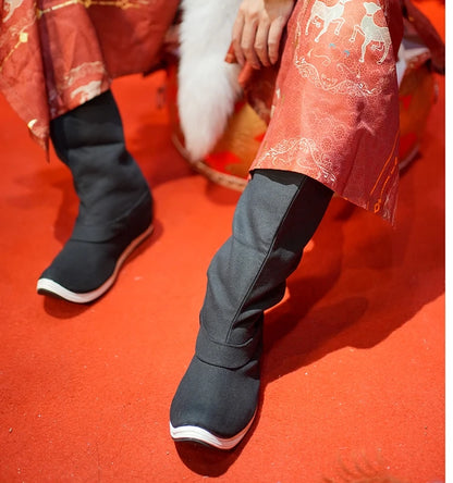 Fulujiacos Hanfu boots men's and women's boots Song Dynasty upturned mid top boots