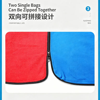 Portable Polar Fleece Sleeping Bag Liner Connectable Warm Sleep Sack Machine Washable Travel Camping Indoor Office Nap Blanket