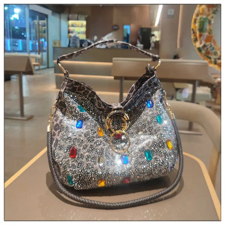 Luxury Genuine Leather Portable Women's Bag Leisure Large Capacity Diamond Tote Bag Shoulder Crossbody Bucket Bags Fashion 2026