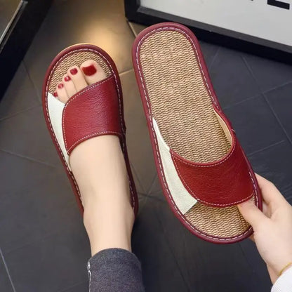NewLight Luxury Genuine Leather Sheepskin Women's Slippers PVC Rubber Sole Non-Slip Summer Shoes Comfortable Soft Couple Sandals