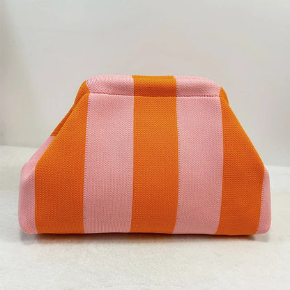 Woven Crochet Handbags for Women Summer Beach Clutch Bag Purses Knitting Dumpling Clutch Ruched Cute Cloud Casual Colorblock Bag
