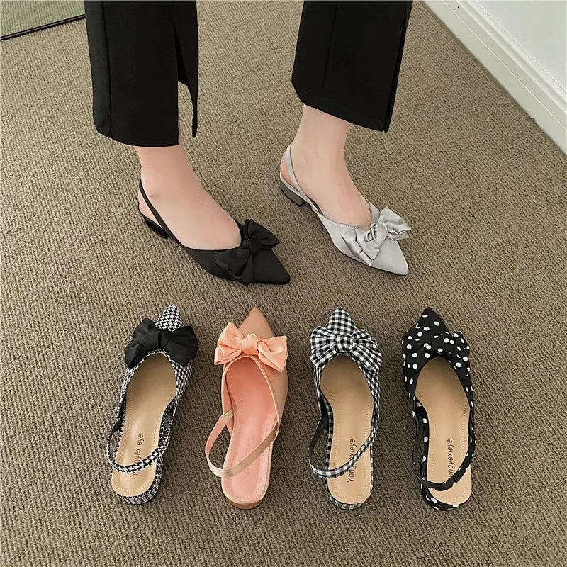 maogu Bow Polka Dot Pointed Toe Stiletto Sandals Luxury Sandals Women Designers Elegant Party Sandal 2023 Fashion Women Shoes 39