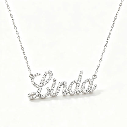 Luna 925 Sterling Silver Moissanite Custom Name Necklace Full Pave Elegant Script Design Fine jewelry 2026 Trend Gift For Women