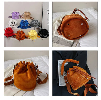 New Fashion Women's Bucket Bag Trend Brand Personality Plush Shoulder Bag High-end Elegant Crossbody Bag Designer Luxury Handbag