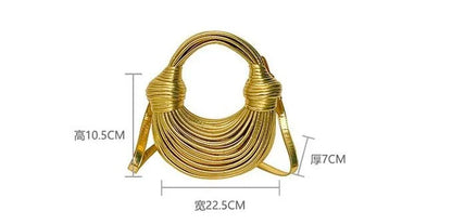Handbags for Women 2025 New Gold Luxury Designer Brand Handwoven Noodle Bags Rope Knotted Pulled Hobo Silver Evening Clutch Chic