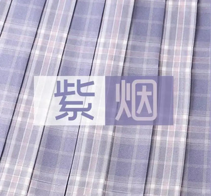 Romantic Purple Uniform JK Set Women 2025 Summer High Waist Skirts Korean Style Pleated Skirts Shirt And Tie For Cute Girls Suit