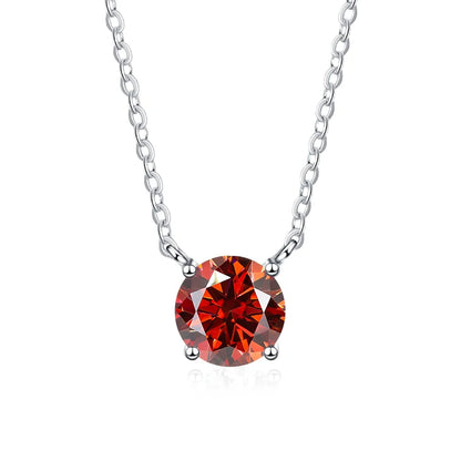 NeeTim 1ct 2ct 3ct Colored Moissanite Necklace for Women 925 Sterling Silver with White Gold Plated Woman's Necklaces Chain