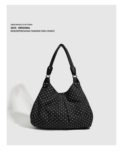 Fashionable Vintage Messenger Bags New Polka Dot Handbag Korean-style Large-capacity Tote Bags Versatile Comfortable Casual Bags
