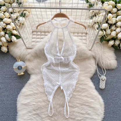 Cute Sweet Trend Cartoon Printed Jumpsuit Half High Collar Sleeveless Slim Fit Lingerie Bodycon Bodysuit Rompers Pajama Catsuits
