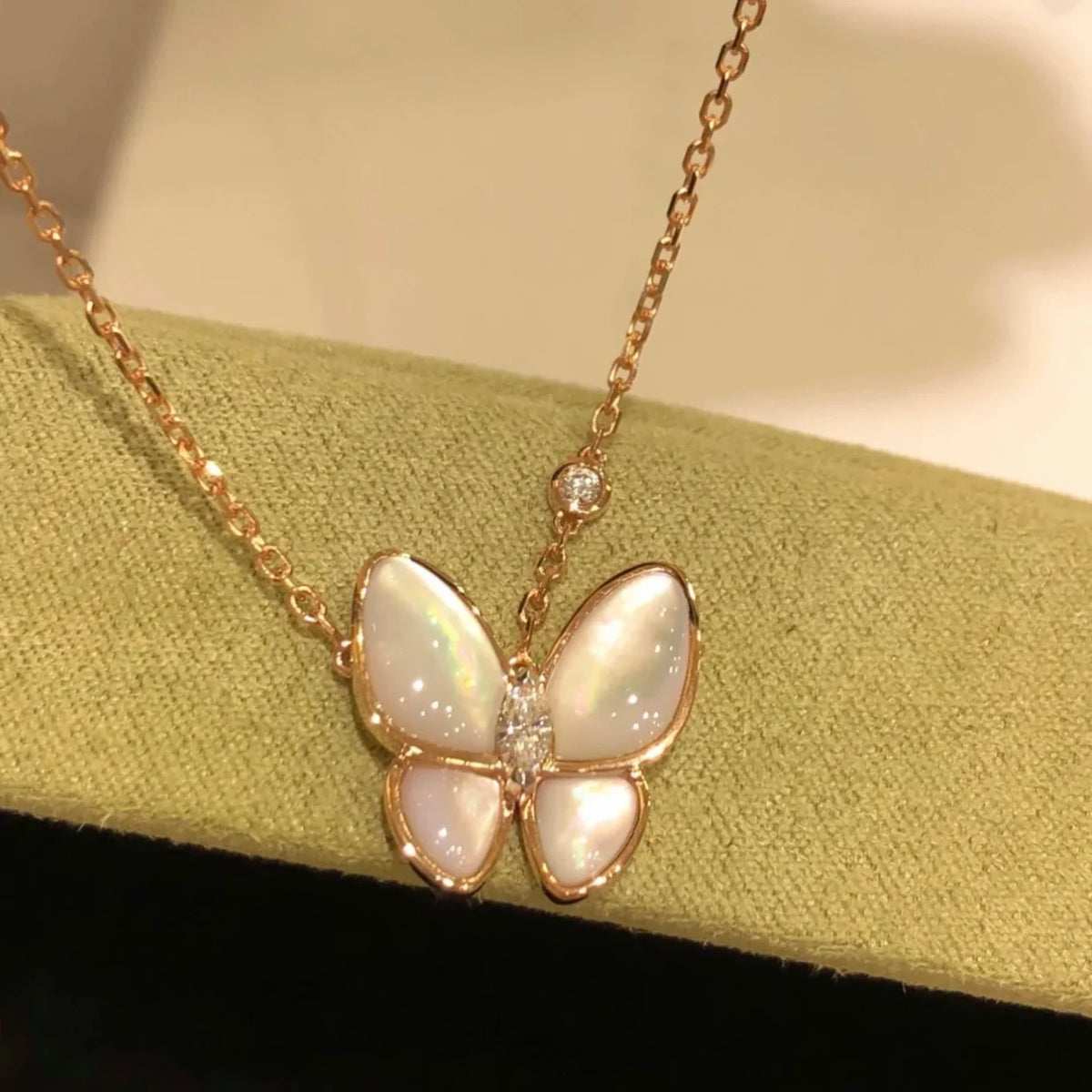 Trendy Real 925 Sterling Silver Necklace For Women 5a Zircon  Butterfly Design Chain Pendant Luxury Design Fine Jewelry