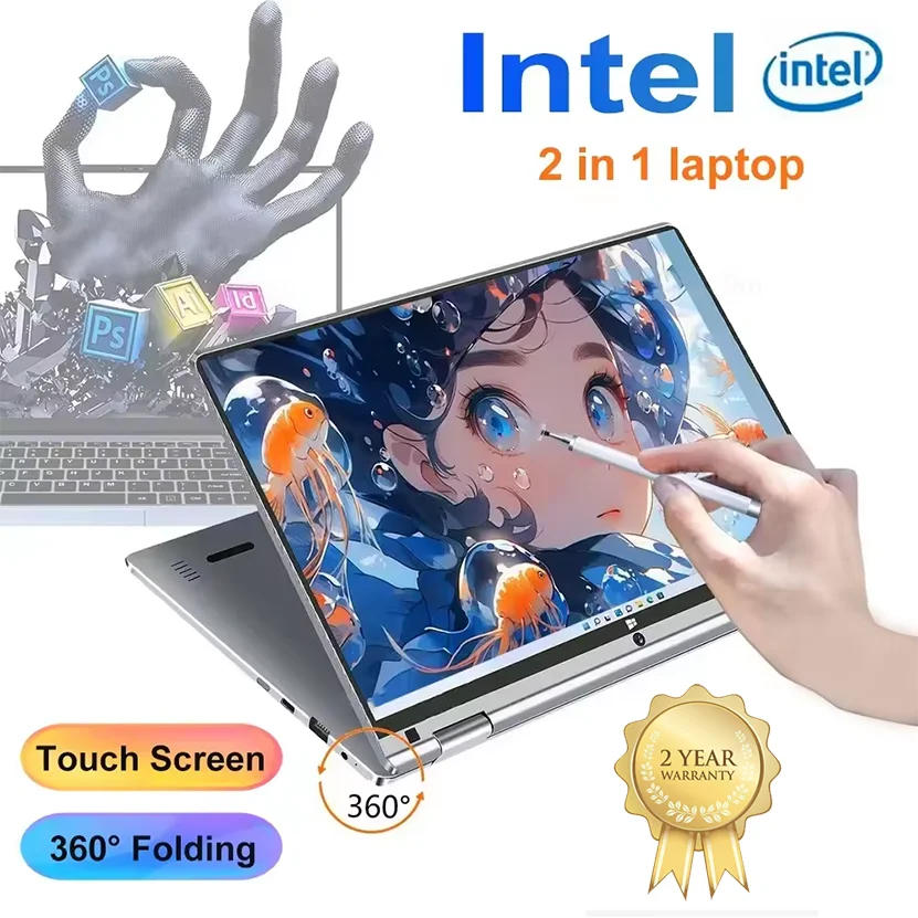 Touch Screen Notebook Portable 2 in 1 Laptop Computer Intel Core i7-8500Y / N4020 11.6 Inch Windows 11 Pro Tablet PC Computer