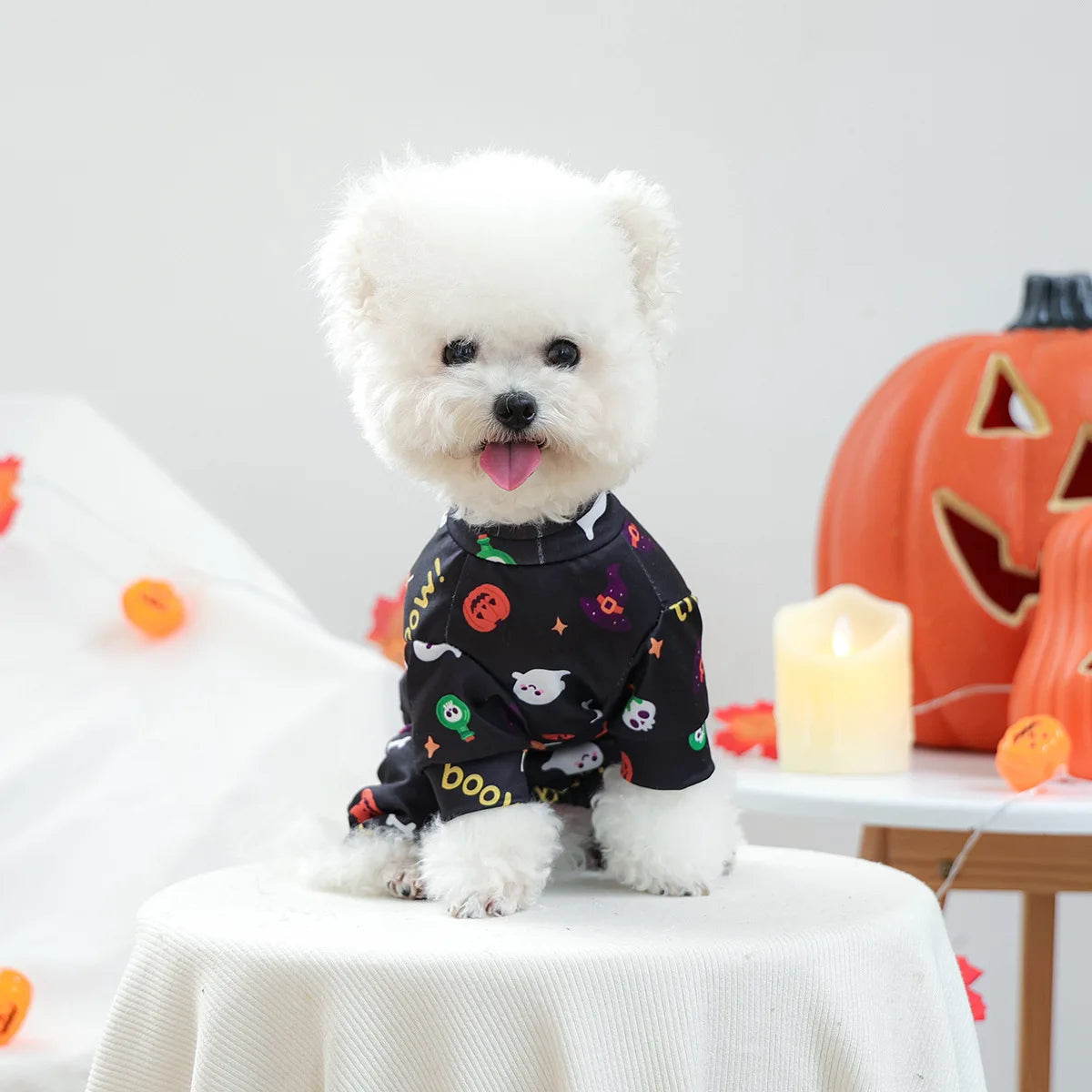 Girl Halloween Pajamas Apparel For Small Dogs Chest Closed Pet Indoor Home Wear Clothes Overall Tracksuit Chihuahua Yorkshire
