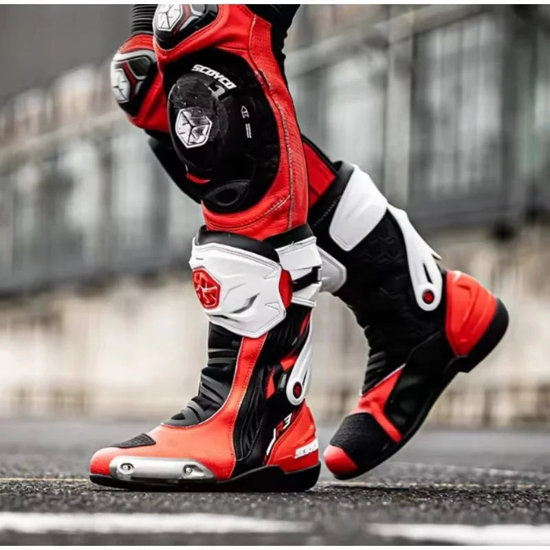 MR003 Knee-High Motorcycle Boots for Men Women Off-Road Highway Riding Durable Anti-Slip Sole Ankle Support All-Terrain Grip