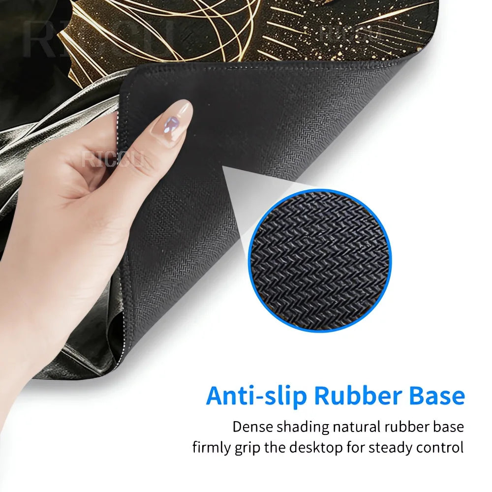 Black Majestic Sculpture Mouse Pad Large Desk Accessories Desk Pad Rubber Base Edge Mousepad Non-Slip Mousepad for Office
