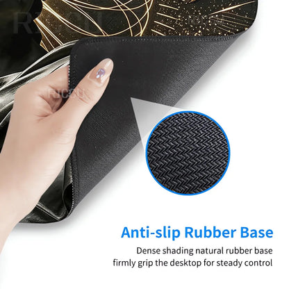 Black Majestic Sculpture Mouse Pad Large Desk Accessories Desk Pad Rubber Base Edge Mousepad Non-Slip Mousepad for Office