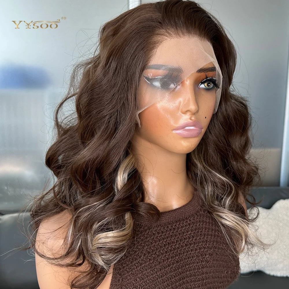 Pre PlucPre Plucked Hairline Glueless Heat Resistant Natural Wavy Future Fiber Synthetic Lacefront Wigs for Blakc Womens Daily