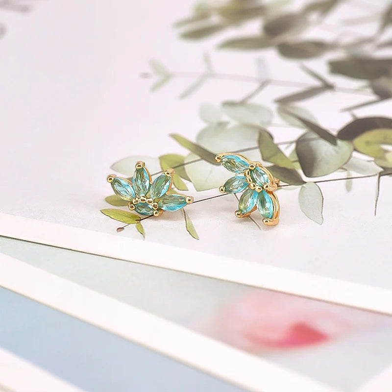 925 Sterling Silver Needle Light Blue Zircon Stud Earrings for Women Fashion Blue Enamel Pendant Earrings Luxury Jewelry Gifts