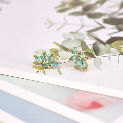 925 Sterling Silver Needle Light Blue Zircon Stud Earrings for Women Fashion Blue Enamel Pendant Earrings Luxury Jewelry Gifts