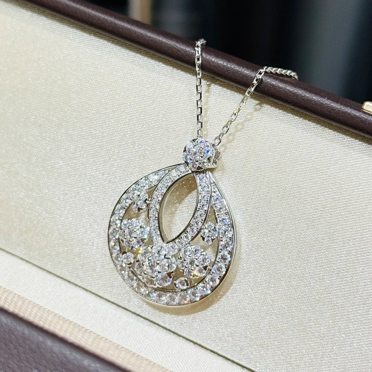 Trendy Real 925 Sterling Silver Necklace For Women Gift 5a Zircon Garland Skeleton Design Chain Pendant Luxury Fine Jewelry
