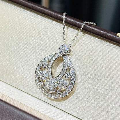 Trendy Real 925 Sterling Silver Necklace For Women Gift 5a Zircon Garland Skeleton Design Chain Pendant Luxury Fine Jewelry