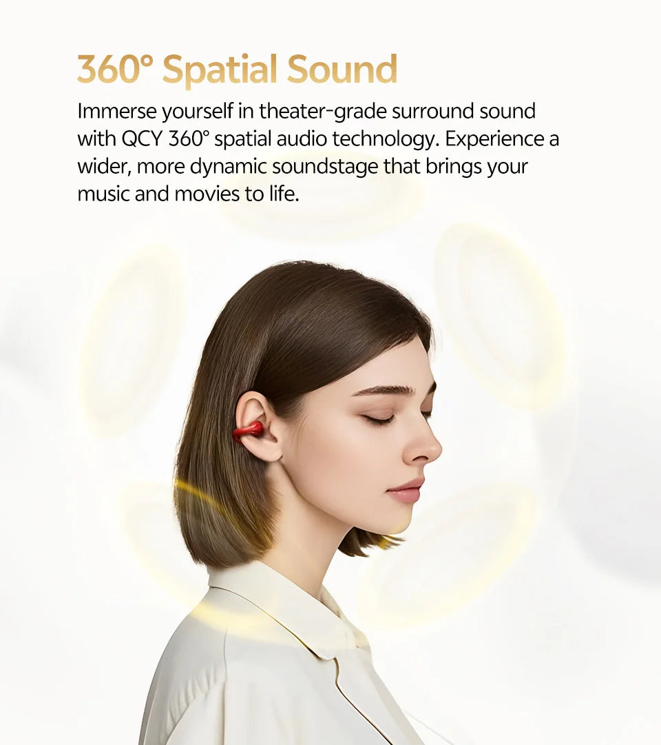 QCY Crossky C30S Open Ear Wireless Earphones Hi-Res with LDAC Ear Clip Earbuds Bluetooth 6.0 Clip On OWS Sports Headphones 40Hrs
