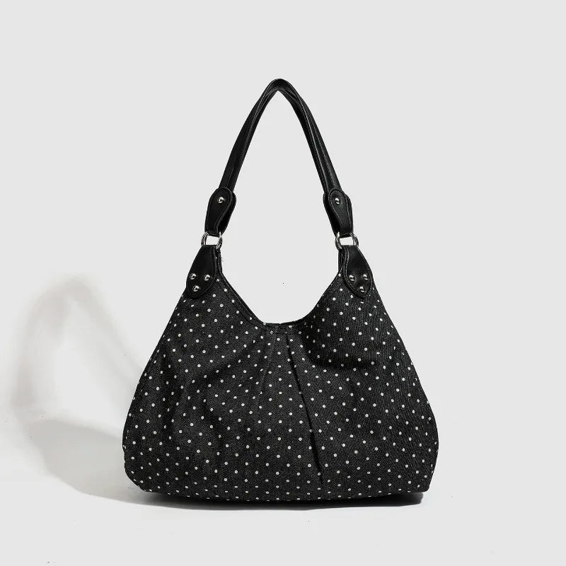 Fashionable Vintage Messenger Bags New Polka Dot Handbag Korean-style Large-capacity Tote Bags Versatile Comfortable Casual Bags
