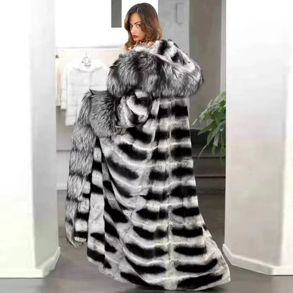 Women Rabbit Fur Jackets Real Rex Rabbit Fur Coat Women's Long Coat High Quality Winter Warm Natural Fur Party Jackets