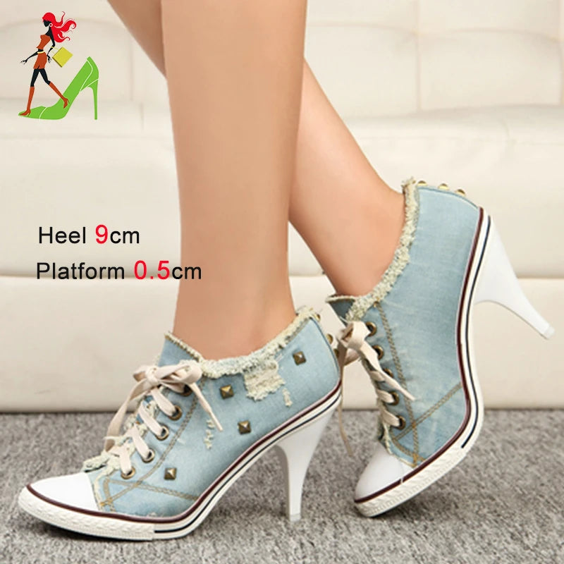 2024 Women Boots Design Stiletto High Heel Canvas Shoes Fashion Lady Lace up Pointed Ankle Shoes Sexy High-heeled Thin Heel Boot