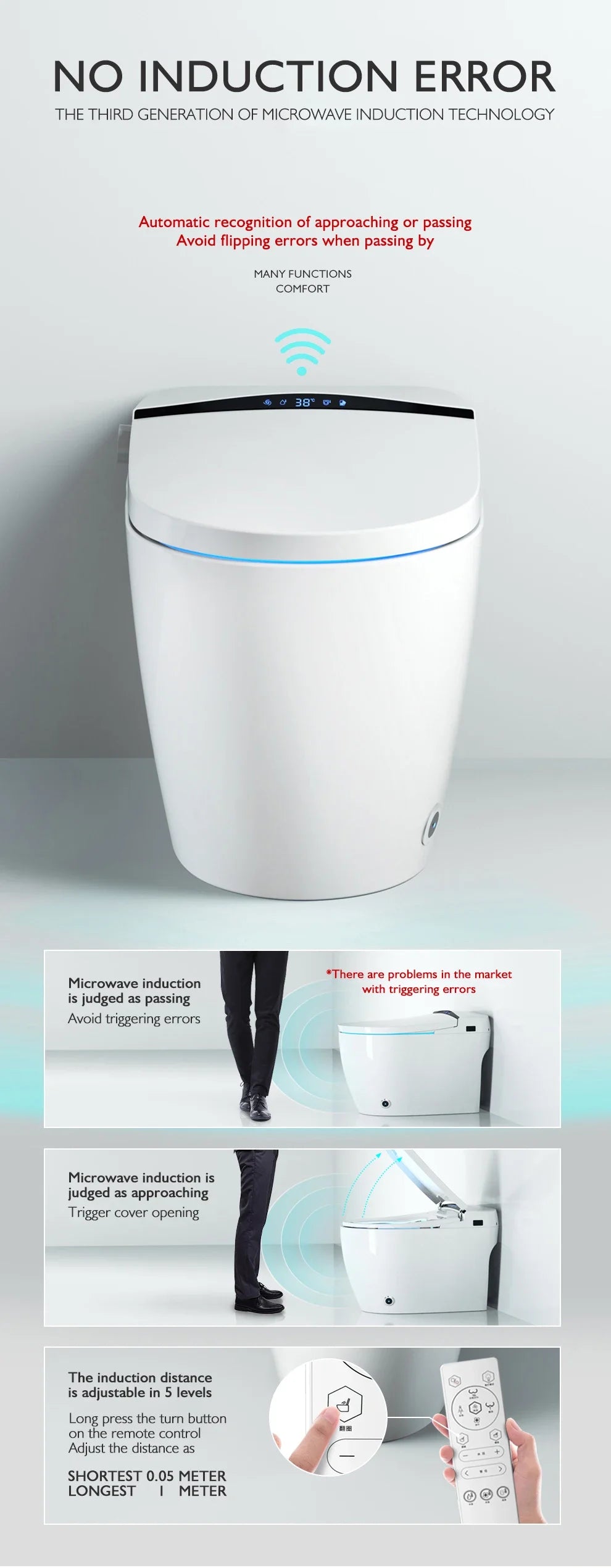 110V/220V Black One‑Piece Smart Toilet Automatic Electric Intelligent Bidet Toilet Modern Luxury WC for Bathroom Home Use