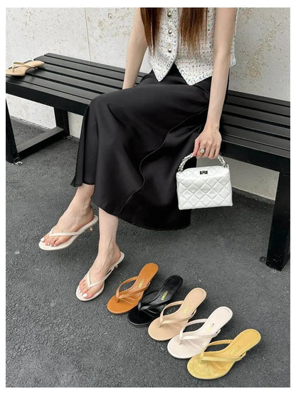 2026 New Summer Thin Heels Slippers Sandals Narrow Band Slides Ladies Shoes Fashion Women Pumps Flip Flops Luxury Slippers Shoes