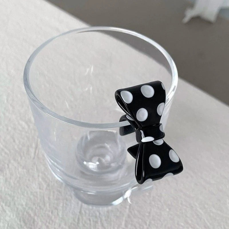 Punk Polka Dot Resin Ring for Women Exaggerated Big Bow Open Ring Y2K Sweet Cute Harajuku Style Daily Party Jewelry Accessories