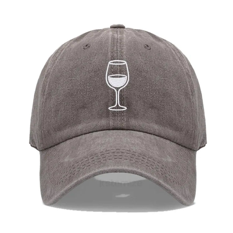 Wine Glass Embroidery Baseball Cap For Men Women Soft Cotton Adjustable Dad Hat Unisex Casual Sport Visor Golf Caps