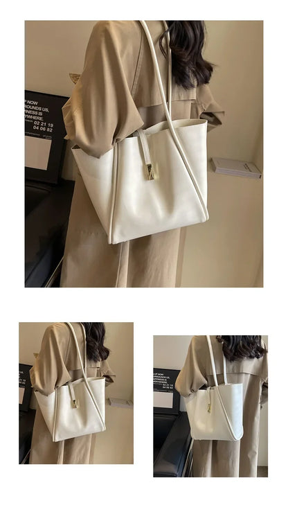 Branded Designer Shoulder Tote Bags For Women Soft PU Leather 2-IN-1 Big Capacity Shopper Tote Set 2025 Luxury Designer Handbags