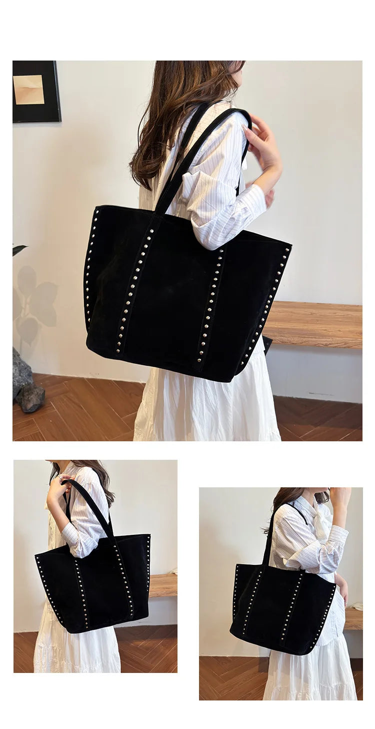 Fashion Microfiber Solid Sewing Shoulder Bags 2025 High Quality Retro Sweet Handbags Brand Sequined Large Capacity Bag for Women
