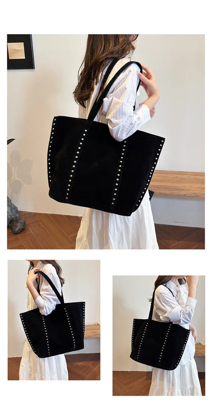 Fashion Microfiber Solid Sewing Shoulder Bags 2025 High Quality Retro Sweet Handbags Brand Sequined Large Capacity Bag for Women