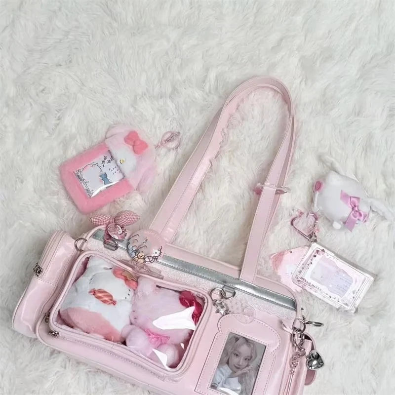 New Concert Ita Bags Y2k Cute Jk Girl Shoulder Bags Badge Display Transparent Crossbody Bag Stylish Large-capacity Commuter Bags
